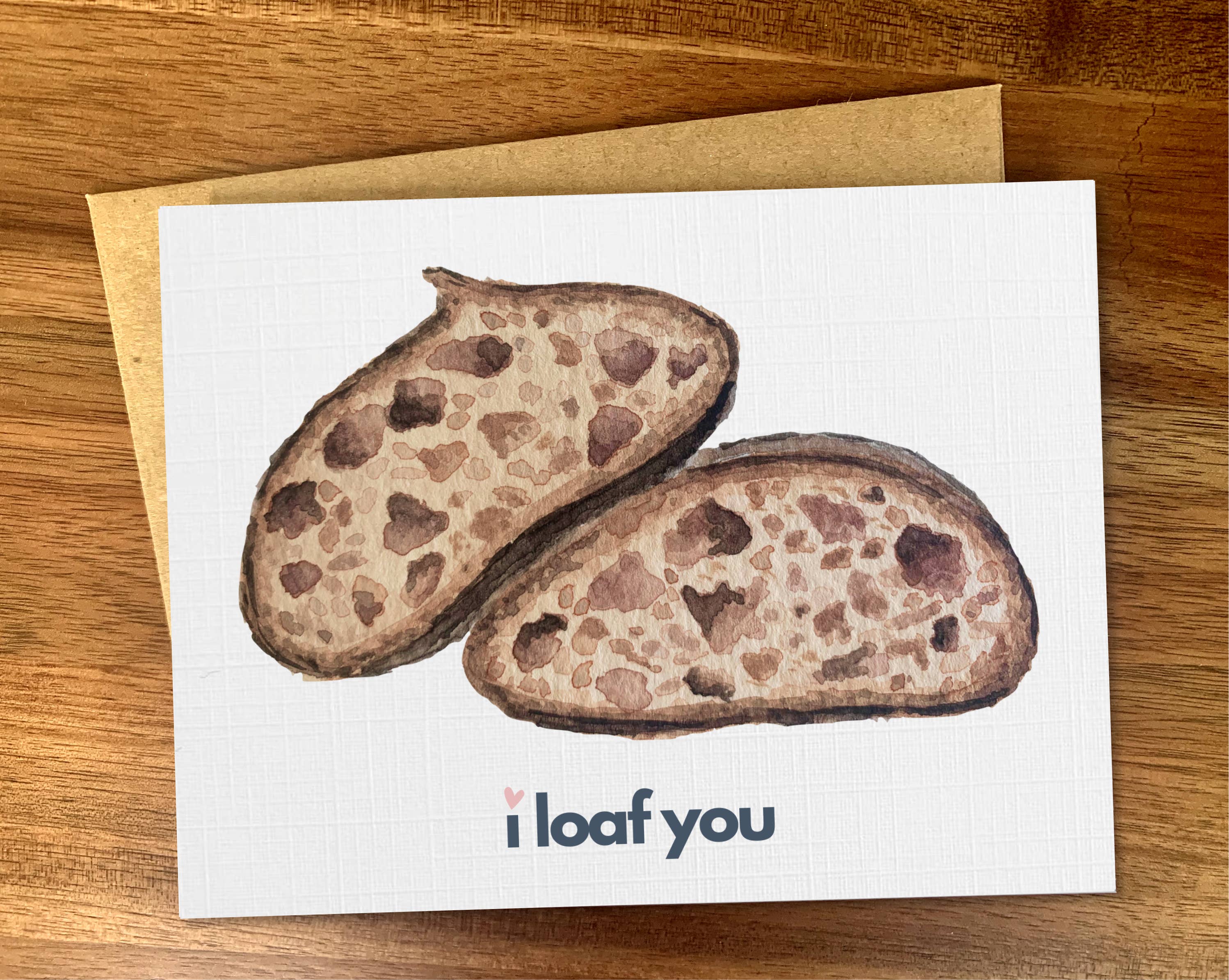 Pink Hill Press - Wholesale Love Card - I loaf you bread card, Funny sourdough bread card, Food pun