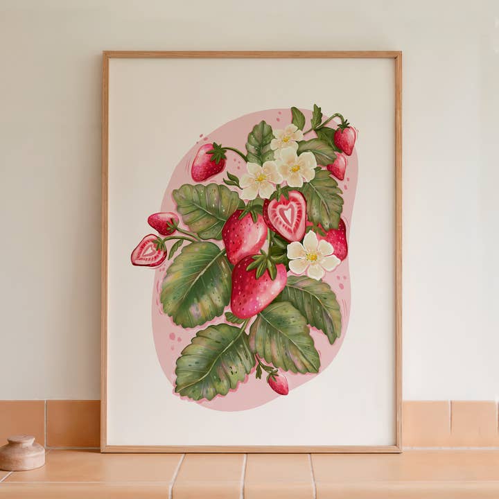 Strawberry Season – Illustrated Art Print for wholesale by Anna Cheng Design