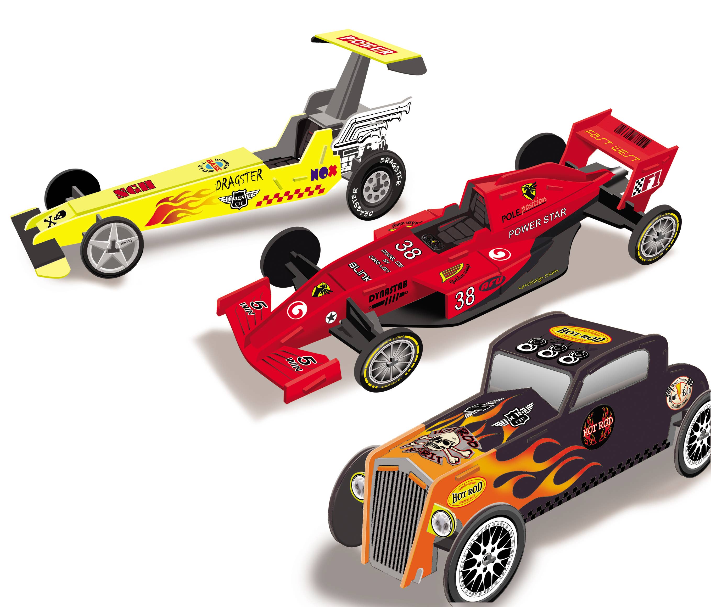 Créa Lign' - Wholesale Toy Car/Truck - Kids - Deco models “Racing cars”2