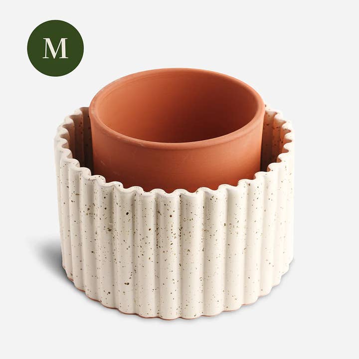 Maceta autorriego Paula (M) – Blanco Jaspeado para venta al por mayor de Pepin