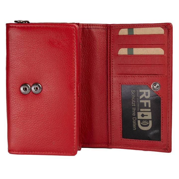Greenwood – Großhandel Brieftasche – Damen – Yuki Große Geldbörse Damen Portemonnaie Leder Rot RFID