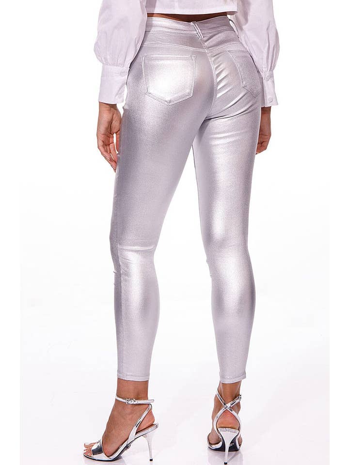 ROUSSEAU - Wholesale Pants - Women's - METALLIC SKINNY FIT PANTS WITH POCKETS