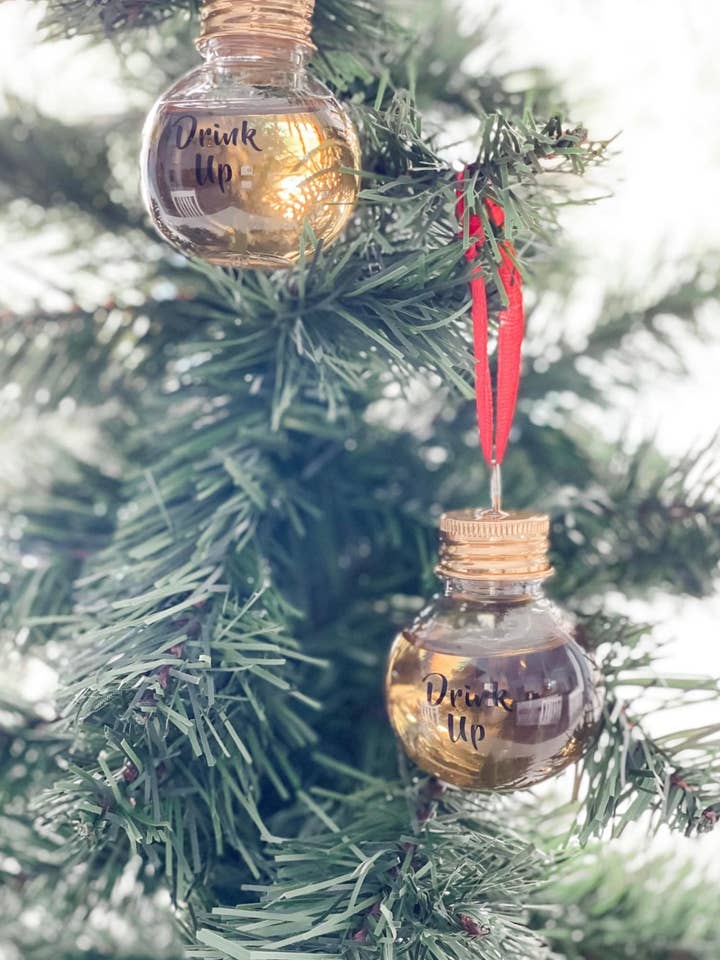 "Drink Up" Christmas Shot Ball/Ornament for wholesale by Harris Girls & Co.