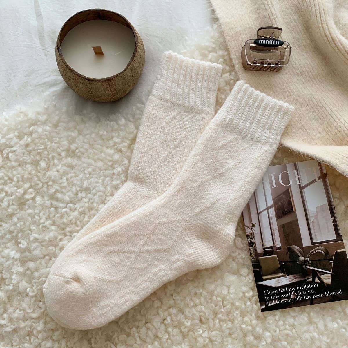 ACCITY - Wholesale Socks - Women's - Diamond Knit Socks Women Retro Warm Winter_CWMS028724