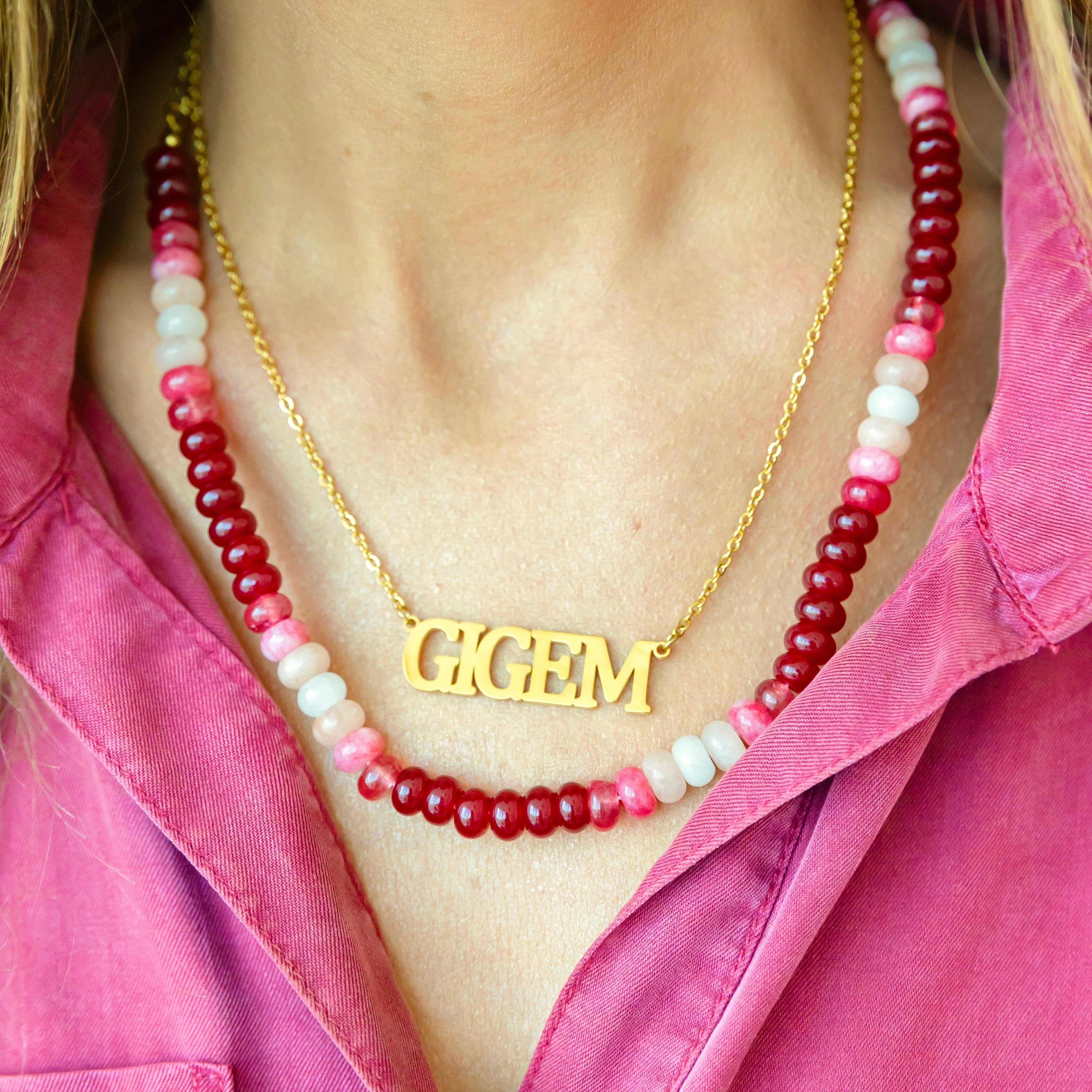 Golden Thread - Venta al por mayor Collares de cuentas/perlas - Collar de piedra preciosa granate Aggies1