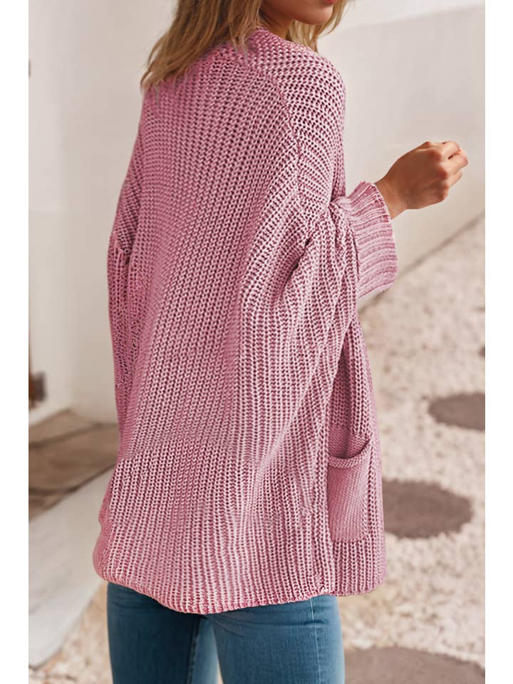 Little Daisy Closet - Wholesale Cardigan - Women's - LDC Oversized Fold Over Sleeve Open Front Cardigan3