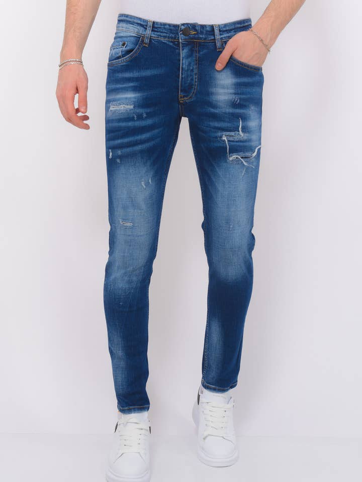 Blue Ripped Jeans Men’S - Slim Fit -1081 for wholesale by Local Fanatic