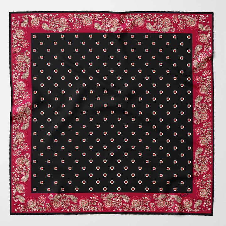 Sangiovese - Silk Pocket Square - Black and Red for wholesale by Elizabetta Made in Italy USA