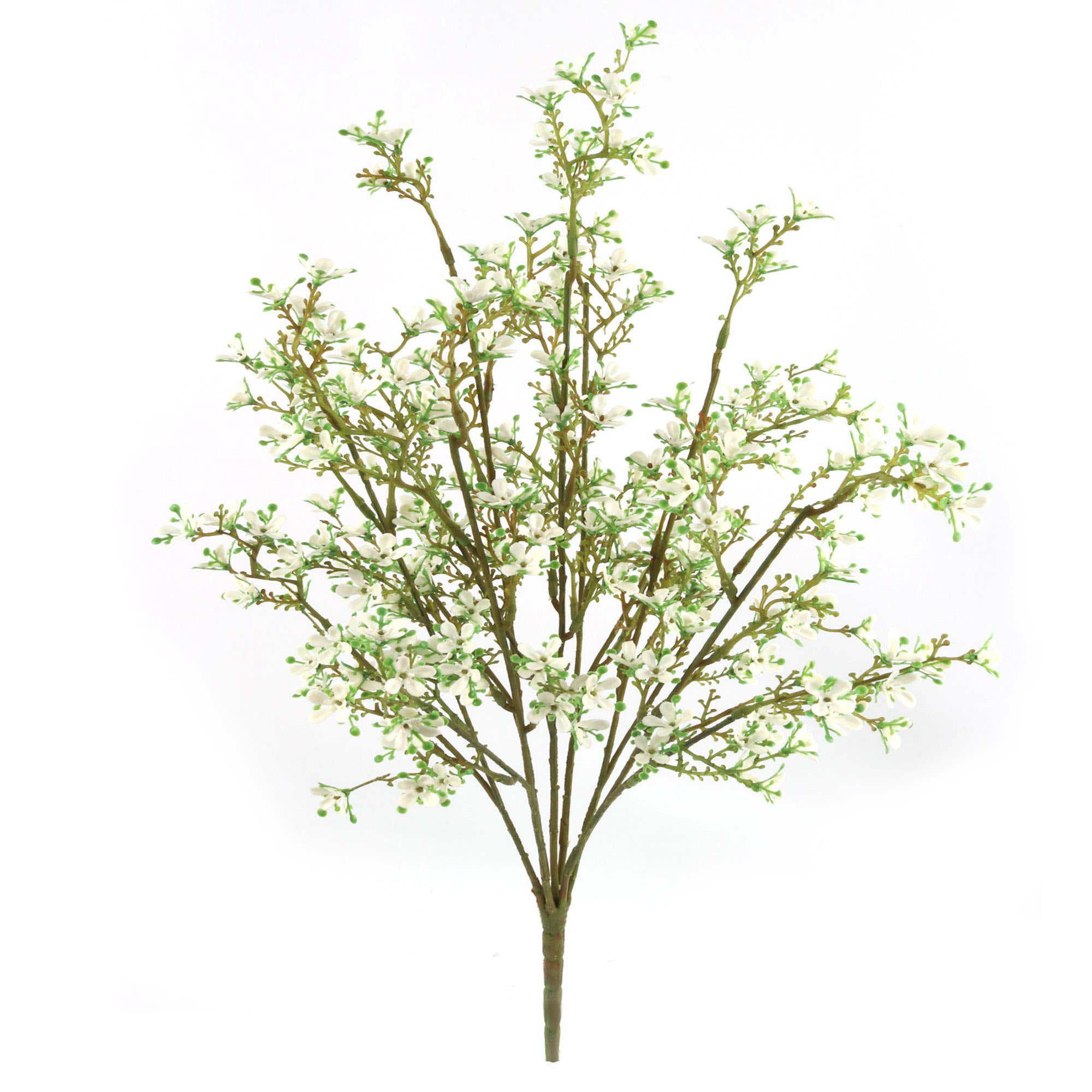 Larksilk - Wholesale Artificial Flowers - 22" Mini White Flower Bush - Realistic Faux Flowers For Home0