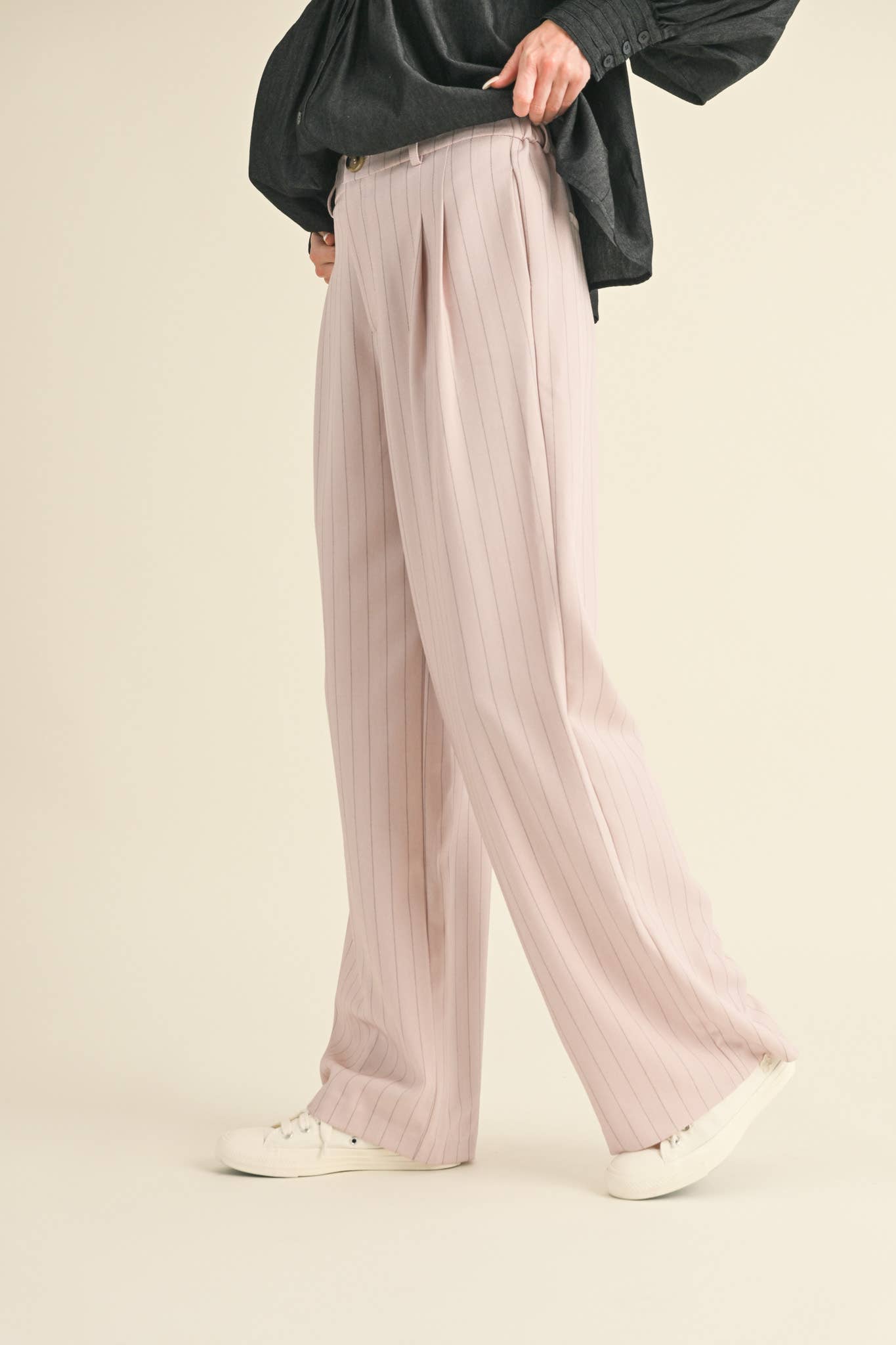 &MERCI - Wholesale Pants - Women's - WIDE LEG PINSTRIPE TROUSERS MP341122