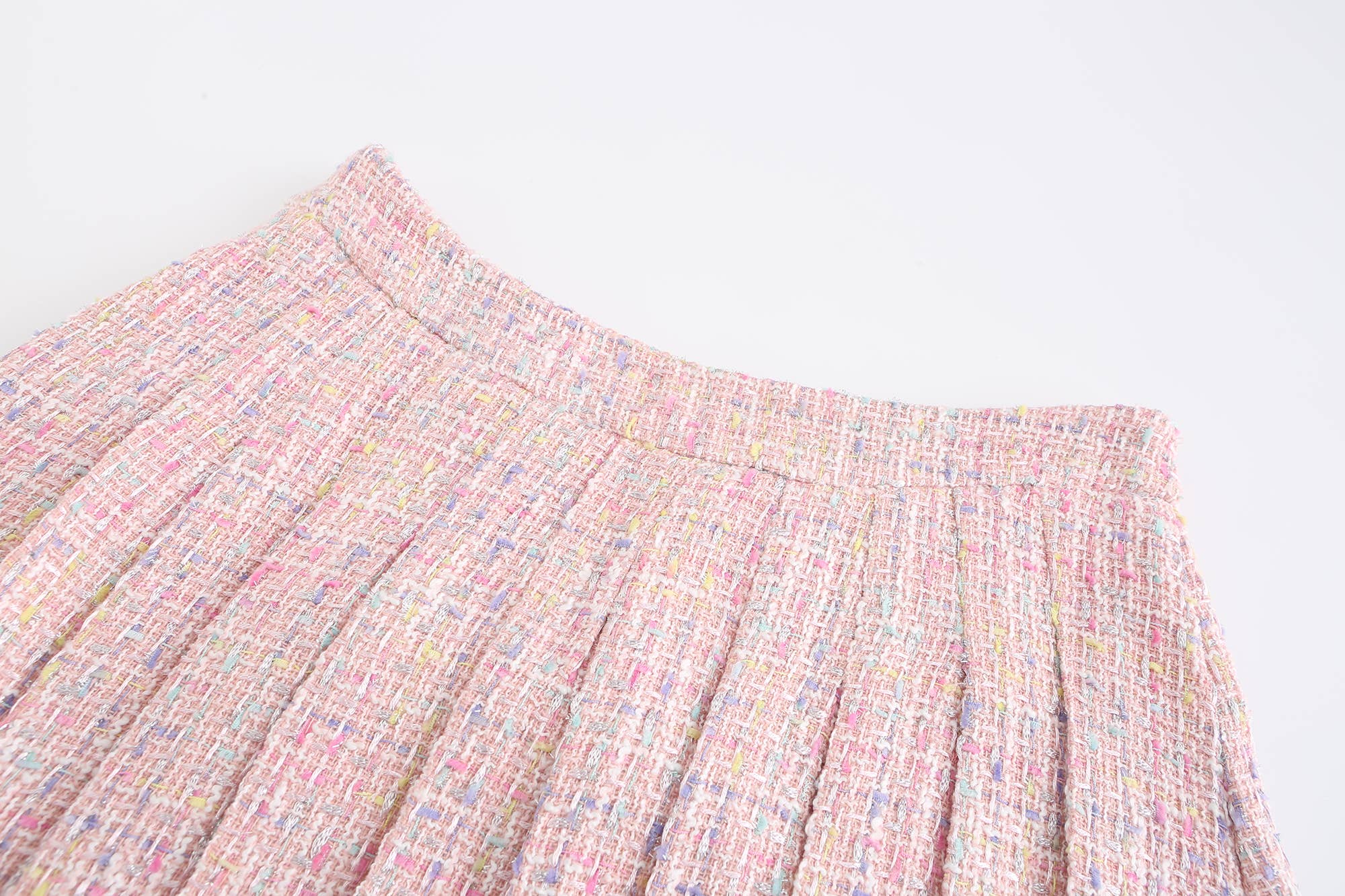 Cream SET003 Co-ord Set Women 3 Pieces Pink Tweed Skirt Set for wholesale on Faire2