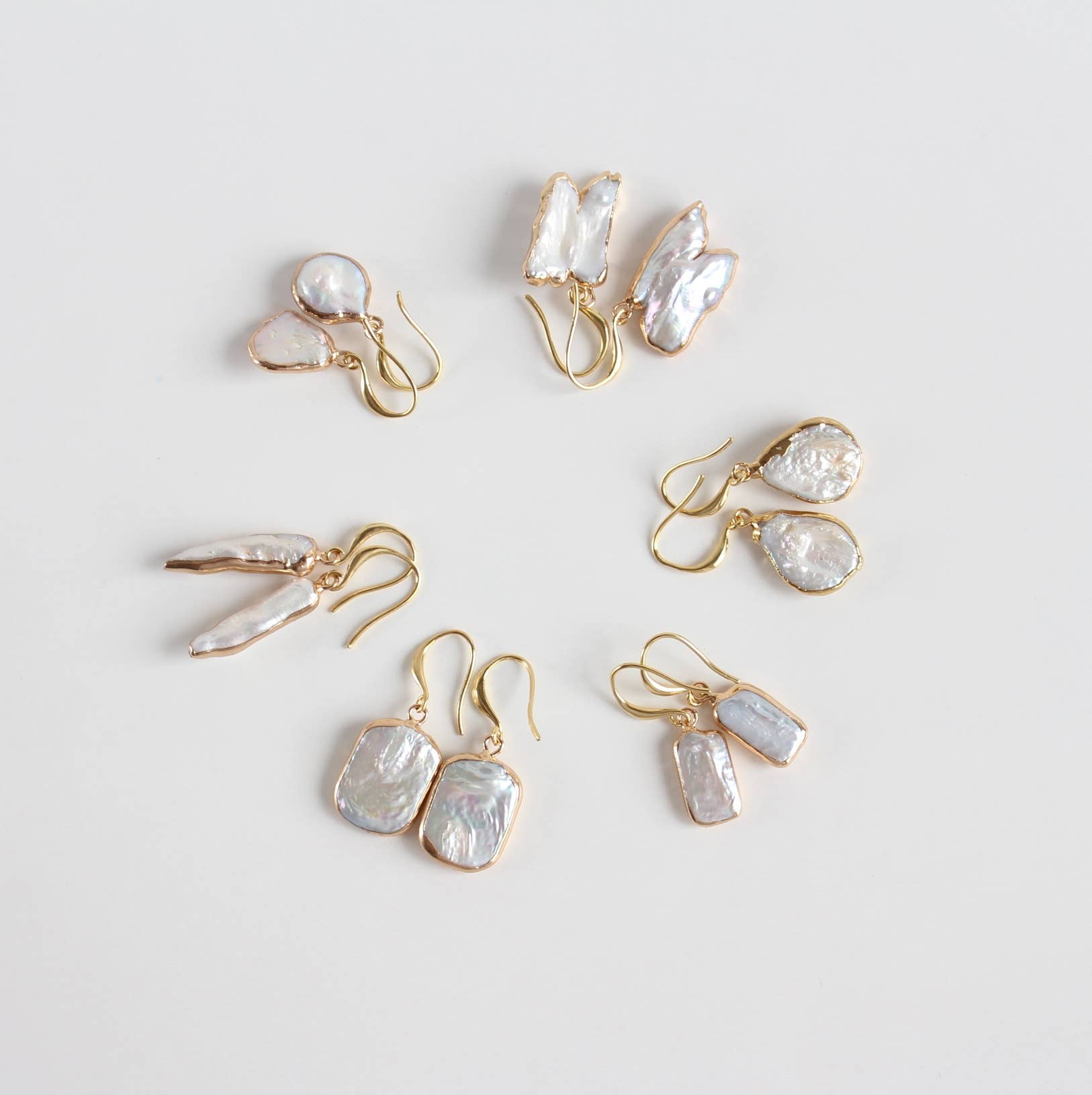 iBijoux - Wholesale Dangle Earrings - Artistic Baroque Pearl Earrings, Gold Dipped Dangles (1E18)10