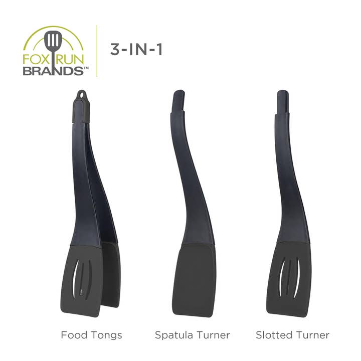 Fox Run Brands - Wholesale Spatula/turner - Fox Run 3-In-1 Black Nylon Spatula, Tongs, and Turner, 147