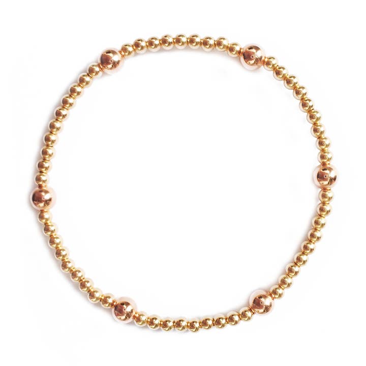 Gold with Rose Gold Bead Bracelet for wholesale by Callie Lee ®️