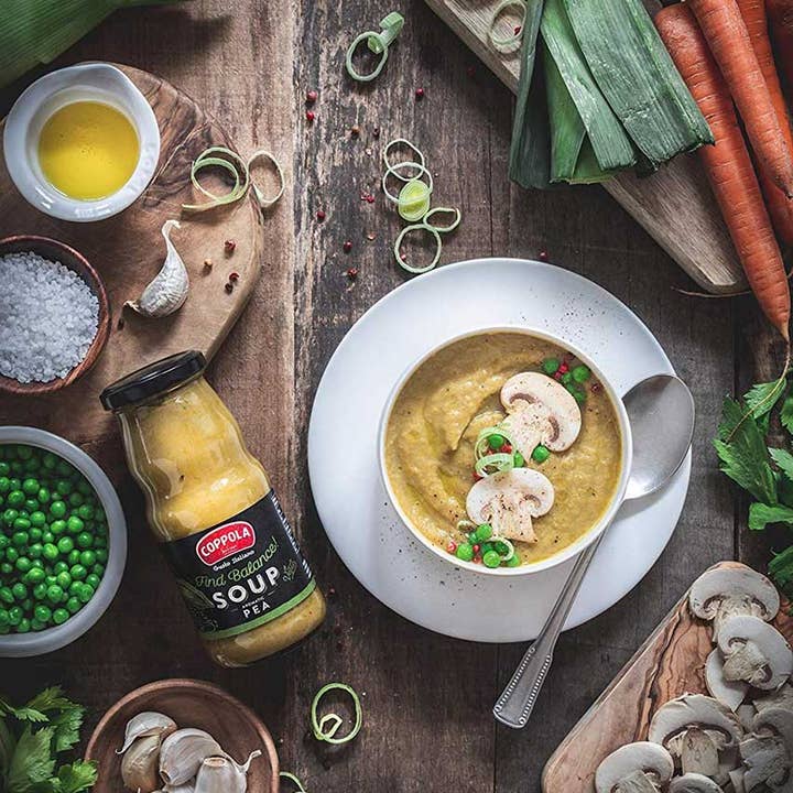 Gourmica – wholesale Soup – Coppola Find Balance! Soup with peas, leek and ginger! (350g)1