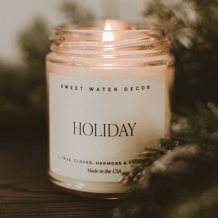 Candela di soia da 9 oz Holiday - Decorazioni e regali di Natale per la vendita all'ingrosso da parte di Sweet Water Decor