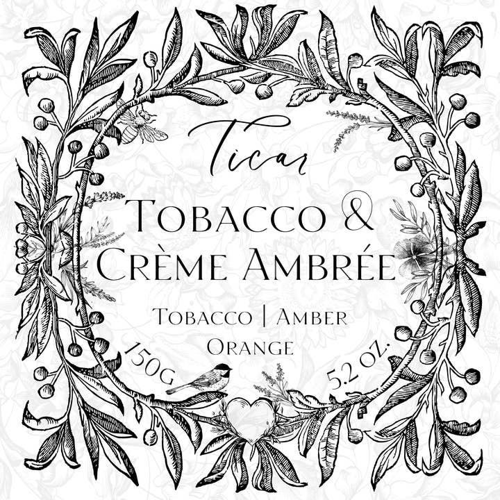 “Tobacco & Crème Ambrée” scented candle for wholesale by Ticar Design