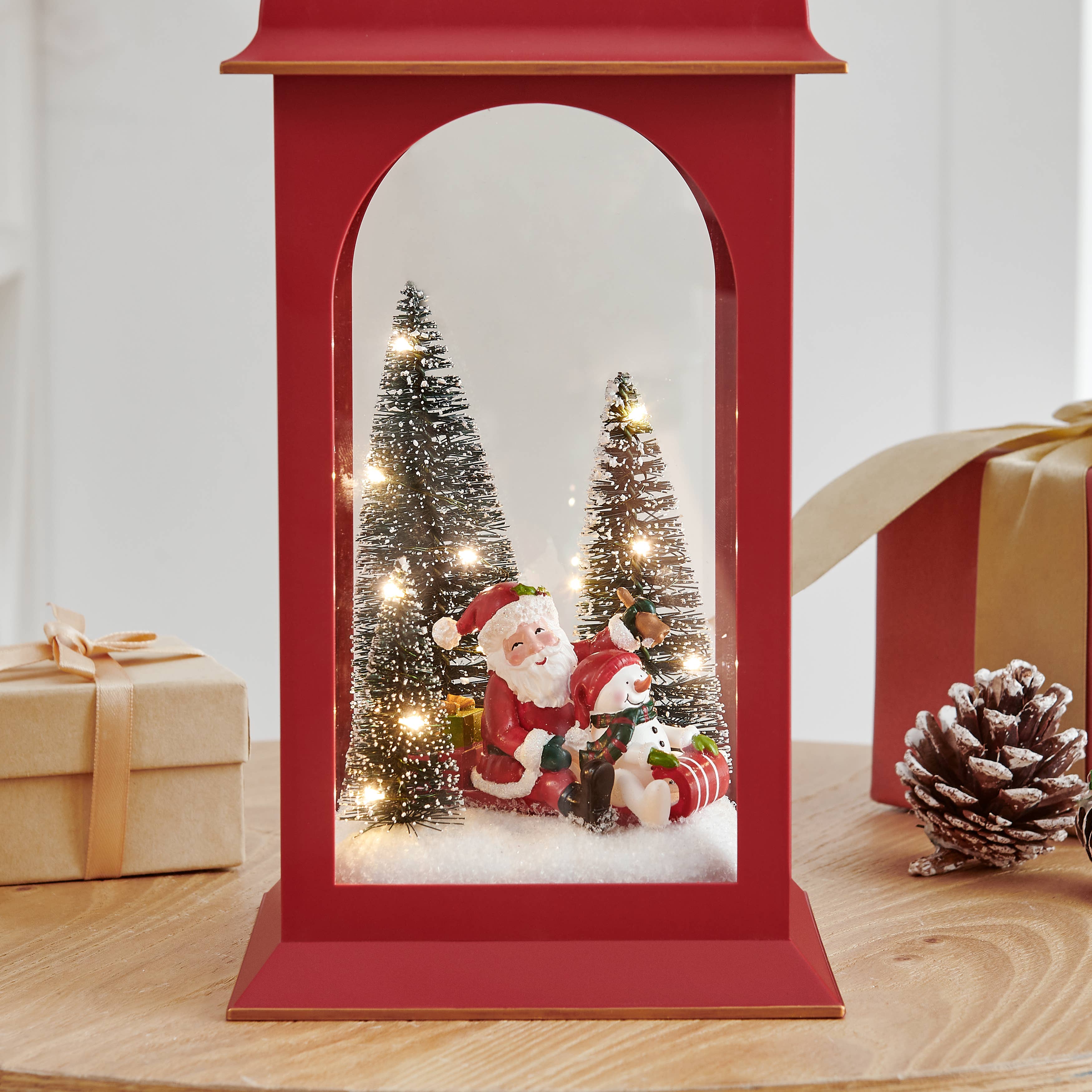 Danya B - Wholesale Christmas decoration - Danya B. Tabletop Red Christmas Santa Winter Scene Lantern4