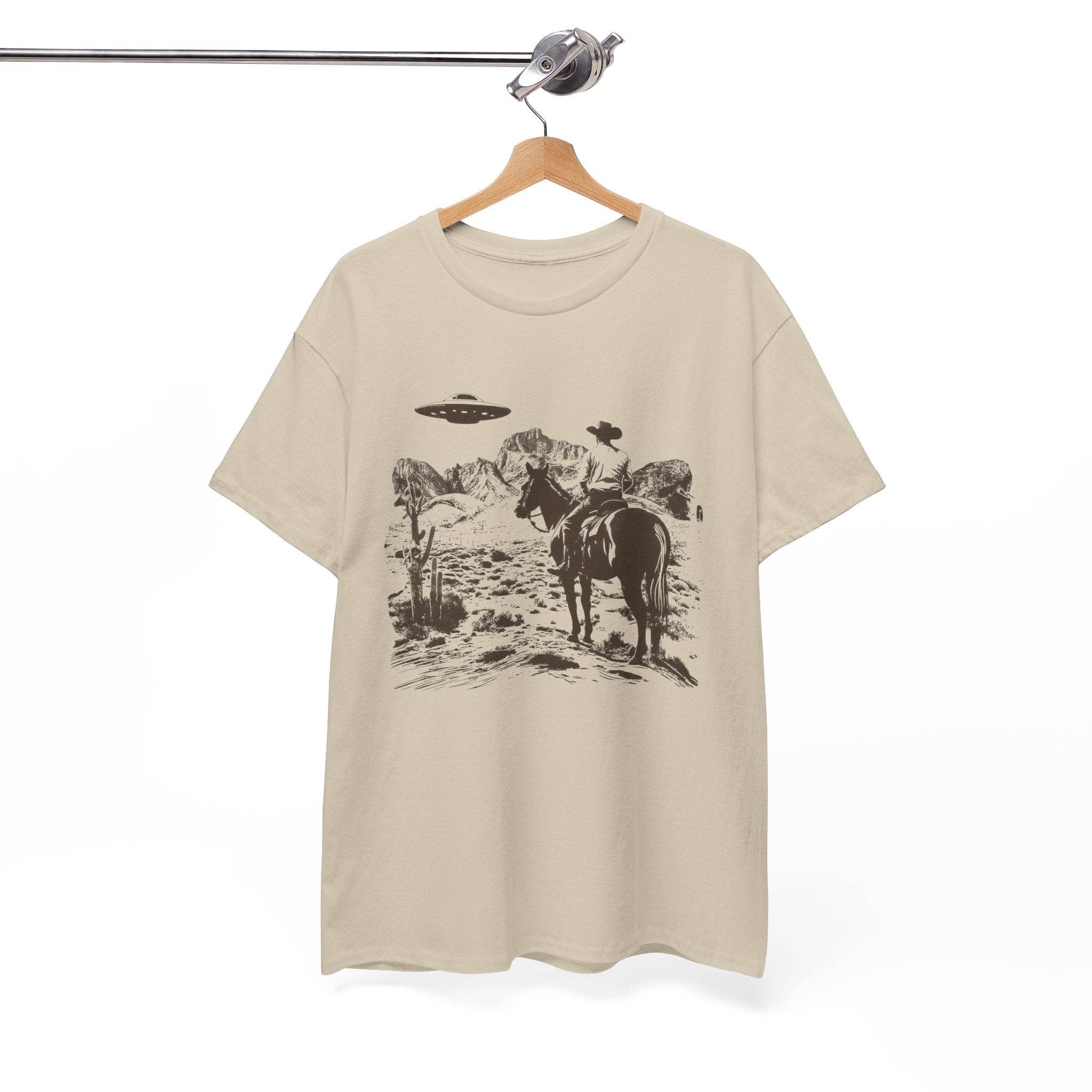 KILLER RETRO - Wholesale Screen Printed T-Shirt - Unisex - Retro UFO and Cowboy Western Graphic Tee.2