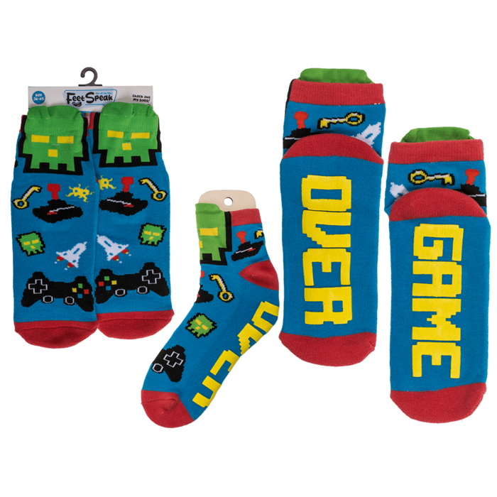 Out of the blue KG - Wholesale Socks - Unisex - Socks, with ABS sole, Game Over, one size,0