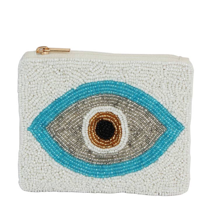 Beaded Evil Eye Coin Purse for wholesale by Collections by Fame Accessories