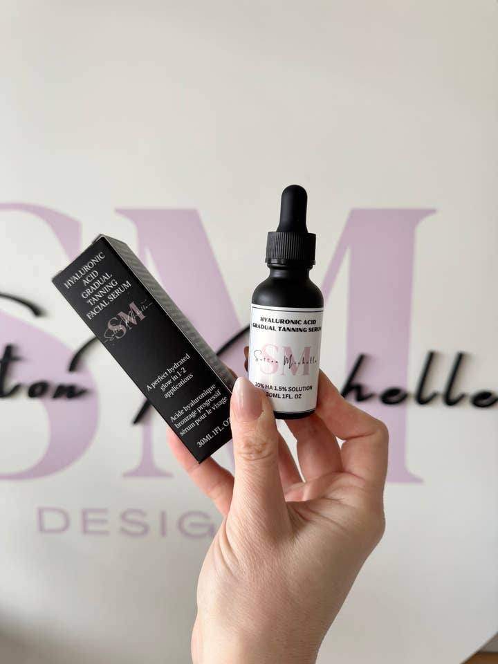 Hyaluronic acid gradual tanning face serum for wholesale by Sutton Michelle Designs