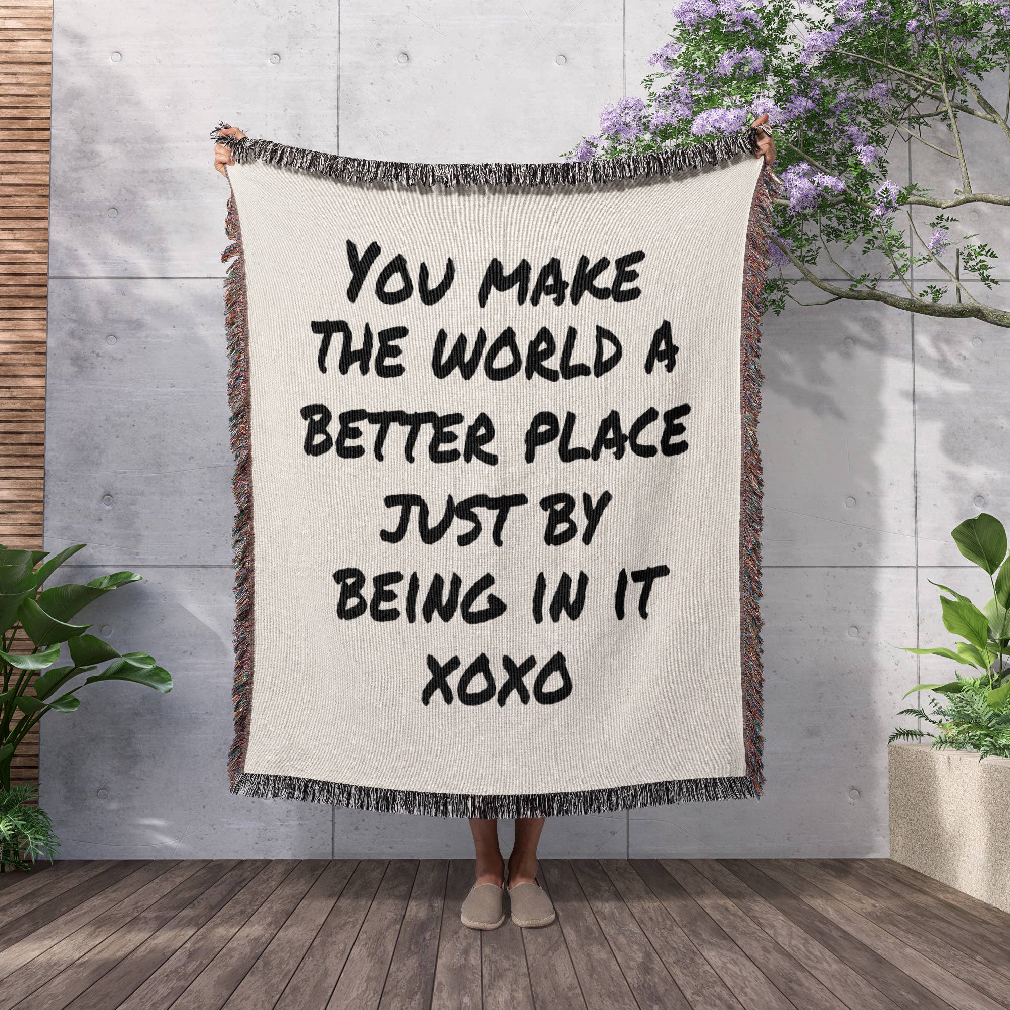 3dRose - Wholesale Throw Blanket - 3dRose, You make the world a better place just by being in it. Compliment note, Blanket2