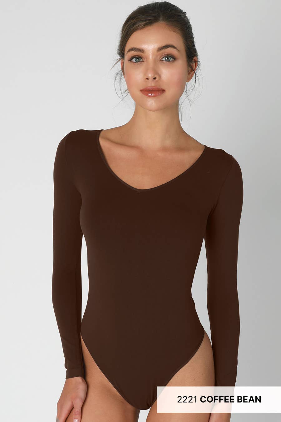 NIKIBIKI - Wholesale Bodysuit - Women's - NS8340 - Jersey V Neck LS Bodysuit3