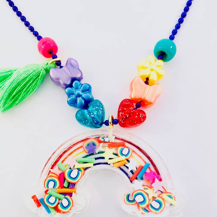 Rainbow Shaker Charm Ball Chain Necklace for wholesale by Sadie’s Moon
