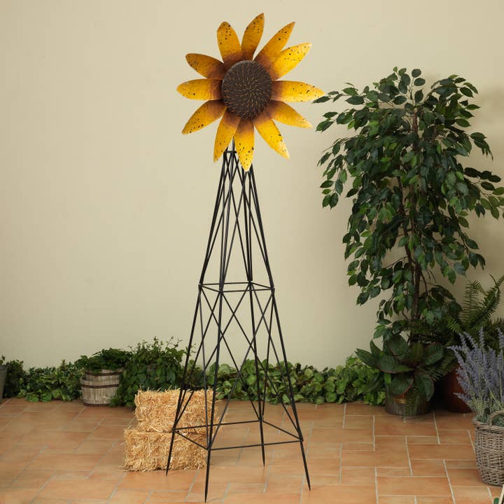 Gerson Presenting our 76"H Metal Sunflower Windmill from The for wholesale by The Gerson Companies
