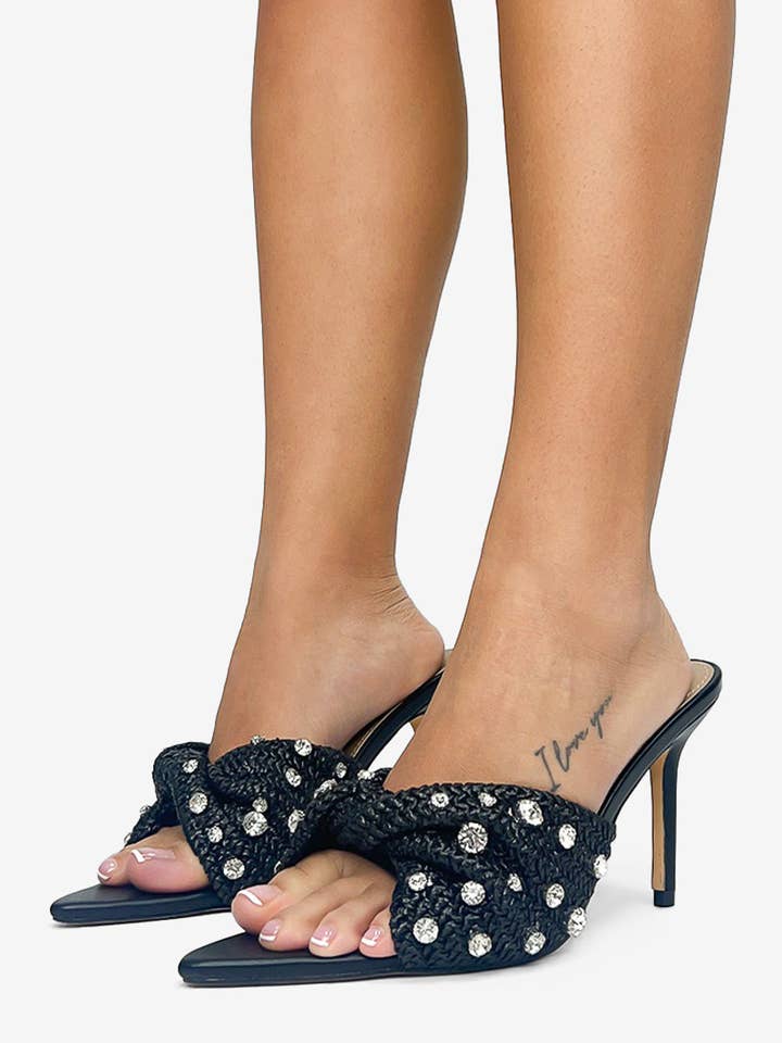 Lemonade Shoes - Vendita all'ingrosso Tacchi alti - Donna - KORRA - Sandali di lusso in rafia con perline, tonalità dorata4