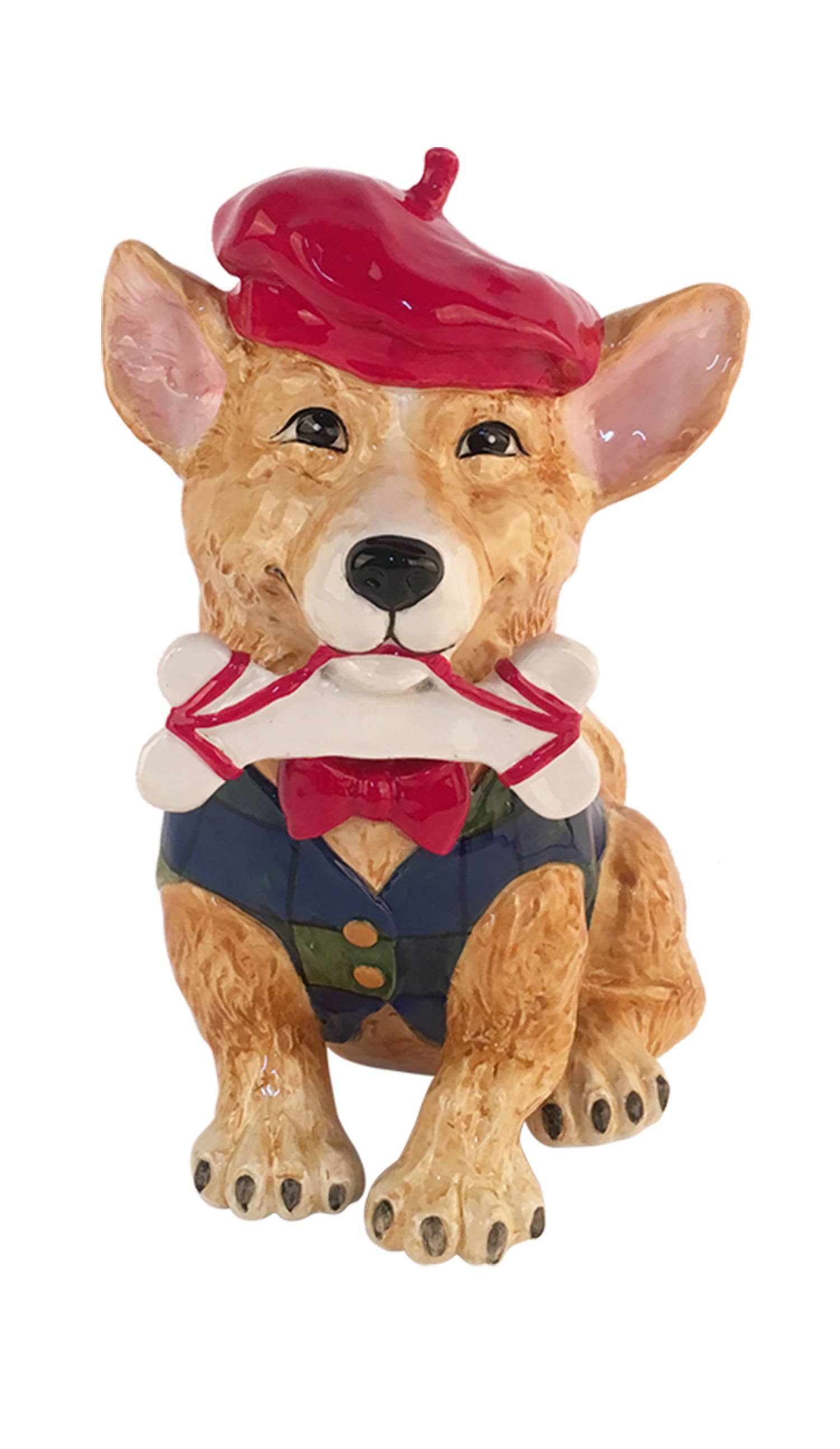 Blue Sky Clayworks - Vendita all'ingrosso Statuette decorative - STATUETTA CORGI CON CAPPELLO ROSSO0