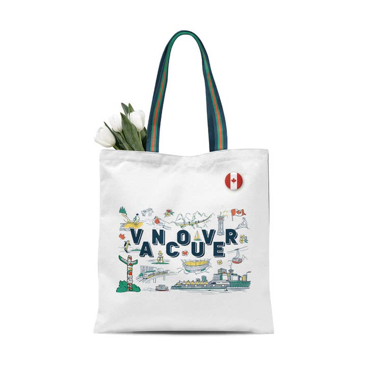 Vancouver Illustrationen Leinwand Tragetasche Stadtwahrzeichen Reisesouvenir für den Großhandel von Northern Icons Canada