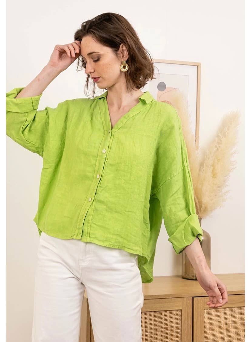 LINEN & COTTON HOUSE - Vente Chemise à col boutonné – femme - CHEMISE EN LIN. 48902 NINA50