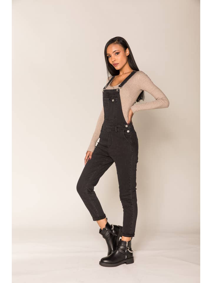 Nina Carter - Wholesale Overalls - Women's - S512 wide stretch boyfriend jean denim overalls21