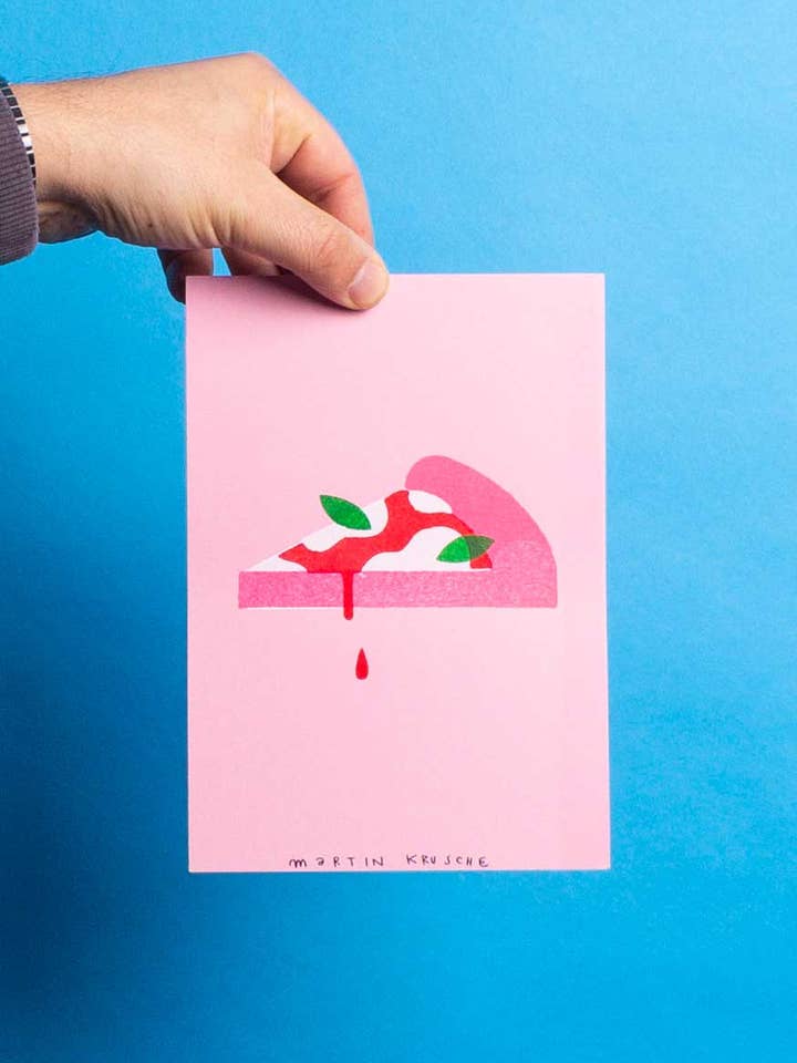 Stampa stencil "Pizza", 14,85 x 21 cm (A5) per la vendita all'ingrosso da parte di Martin Krusche Illustration