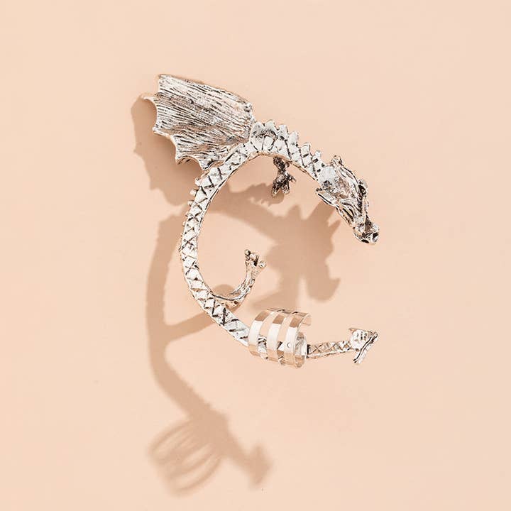 Silver Single Dragon Wings Geometric Ear Clips for wholesale on Faire