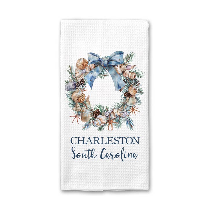 Canary Road - Wholesale Tea Towel - Seashell Coastal Christmas Towel Nautical Decor Custom City2