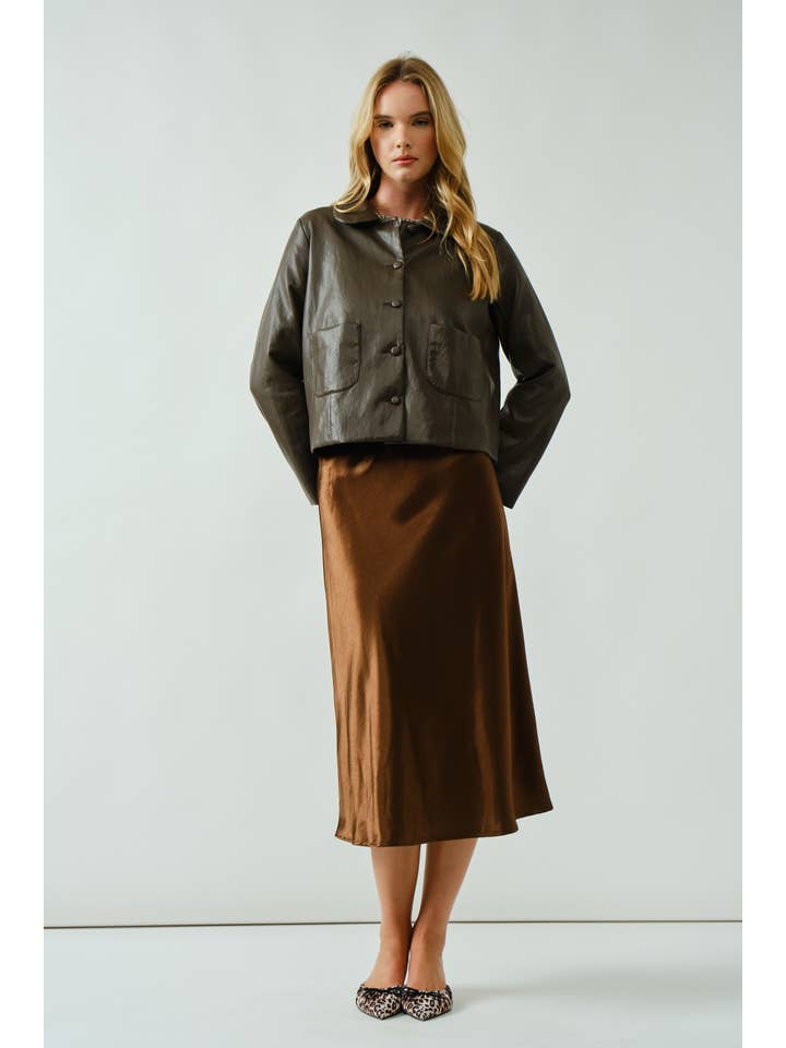 Aaron & Amber - Wholesale Skirt - Women's - AJS5484 HOLIDAY A LINE SATIN MIDI SKIRT 5