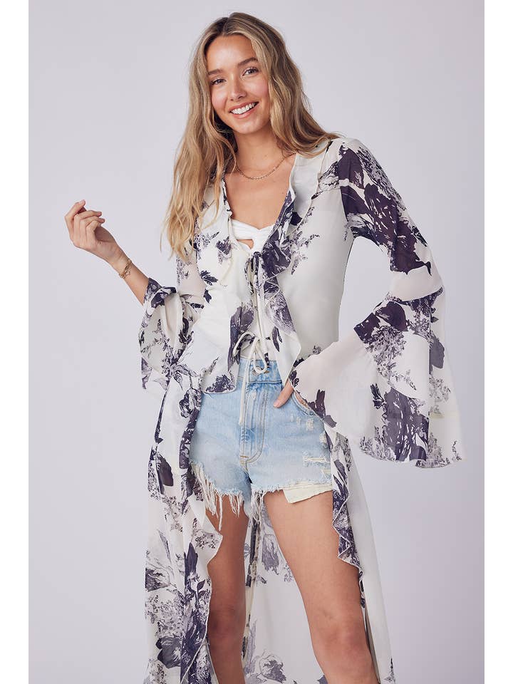 Bluivy - Wholesale Kimono - Women's - FLORAL PRINT RUFFLE KIMONO20