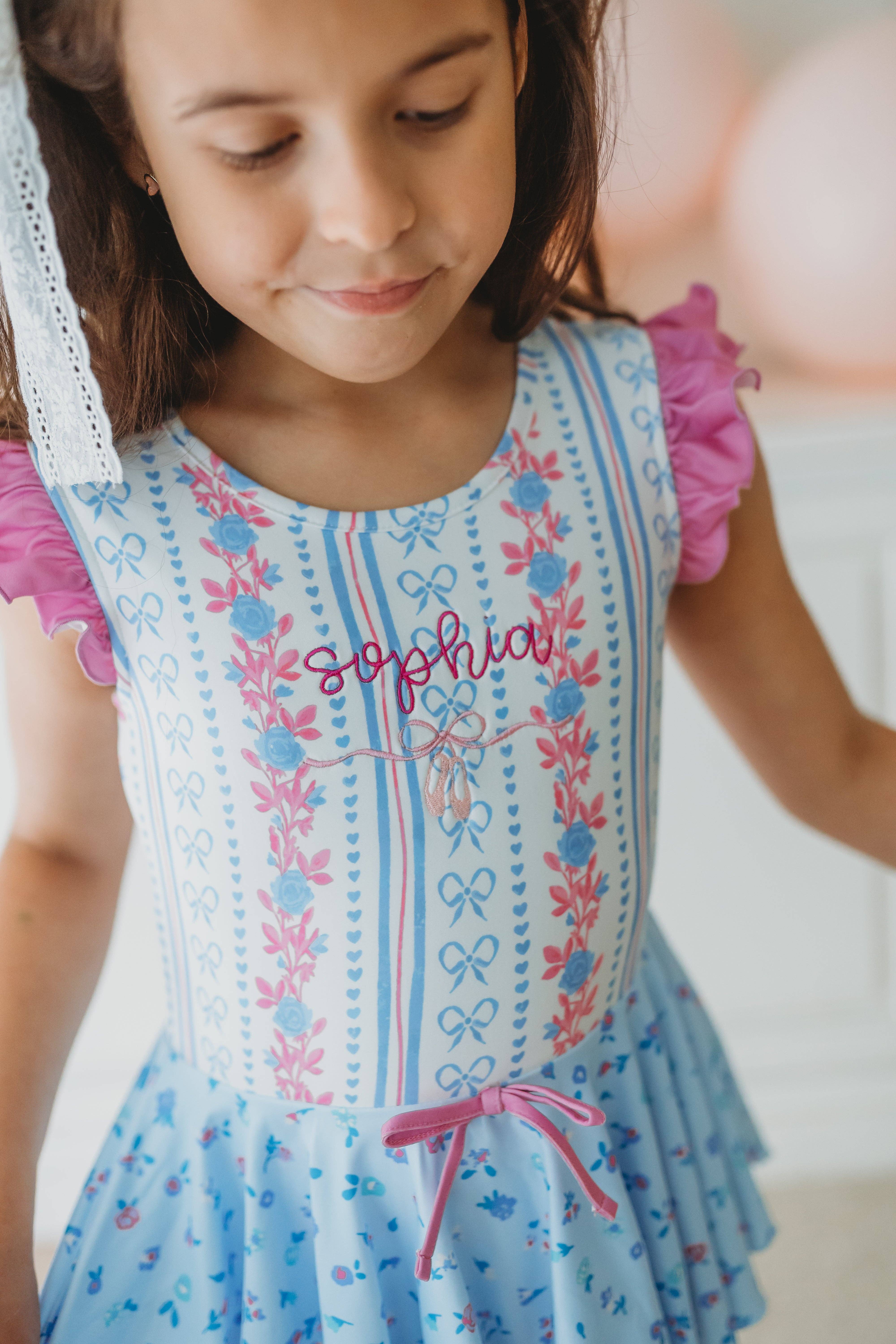 Cheeky Plum - Venta al por mayor Leotardos - Niños - Farrah Leotard - Rosé Ribbon Luxe13