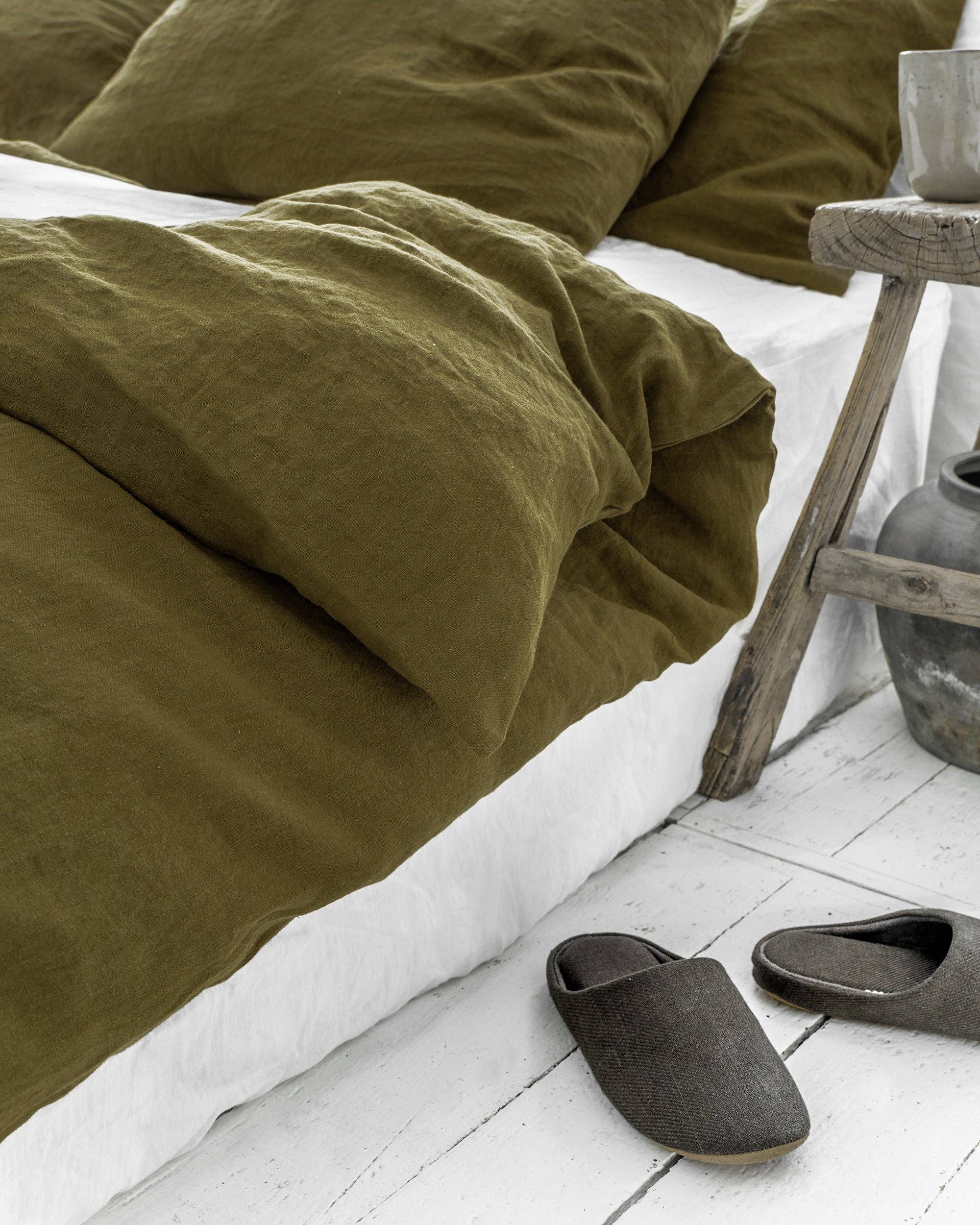 MagicLinen (We handle U.S. import procedures for you) - Wholesale Dekbedovertrek - Olijfgroene dekbedovertrek van linnen3