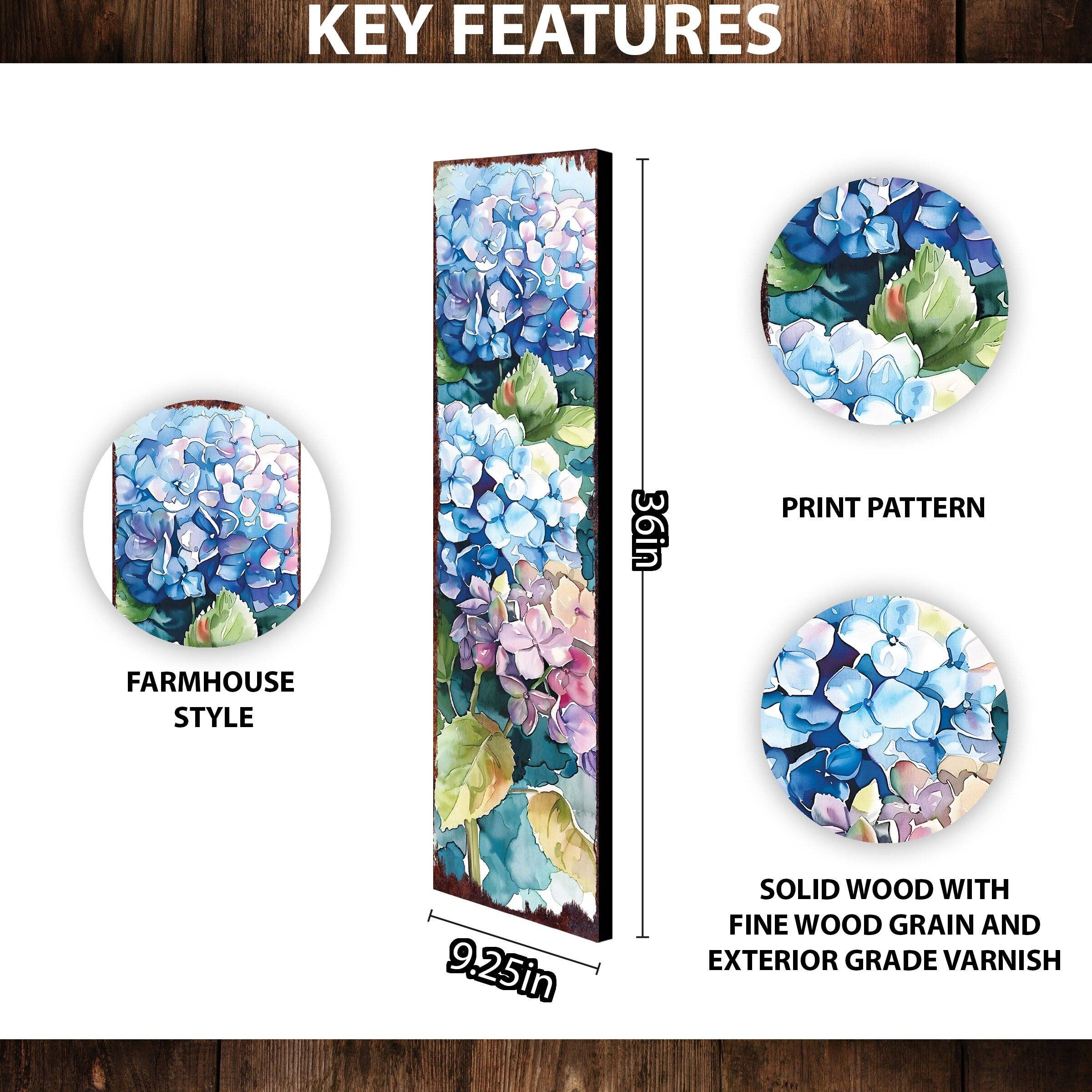 TX USA Corporation - Wholesale Sign - Elegant Spring Hydrangea Porch Sign | Watercolor Floral Home Decor4