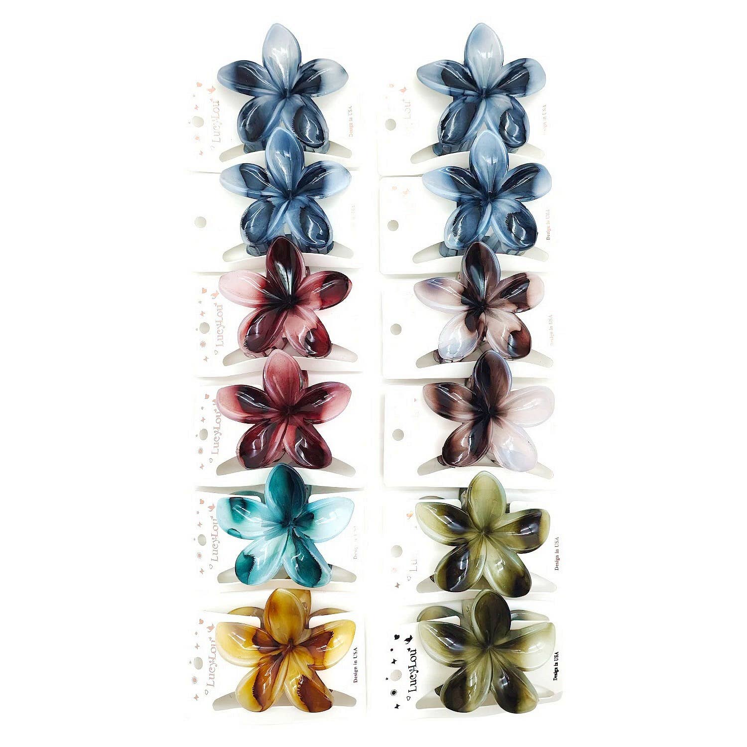 Diacly – wholesale Hair clip – Women’s – 12pk Color Mixed Plumeria Flower Hair Claw Clip1