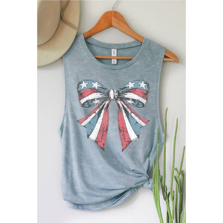 HRTandLUV - Wholesale Tank Top - Women's - AMERICAN FLAG RIBBON MINERAL GRAPHIC TANK TOP4