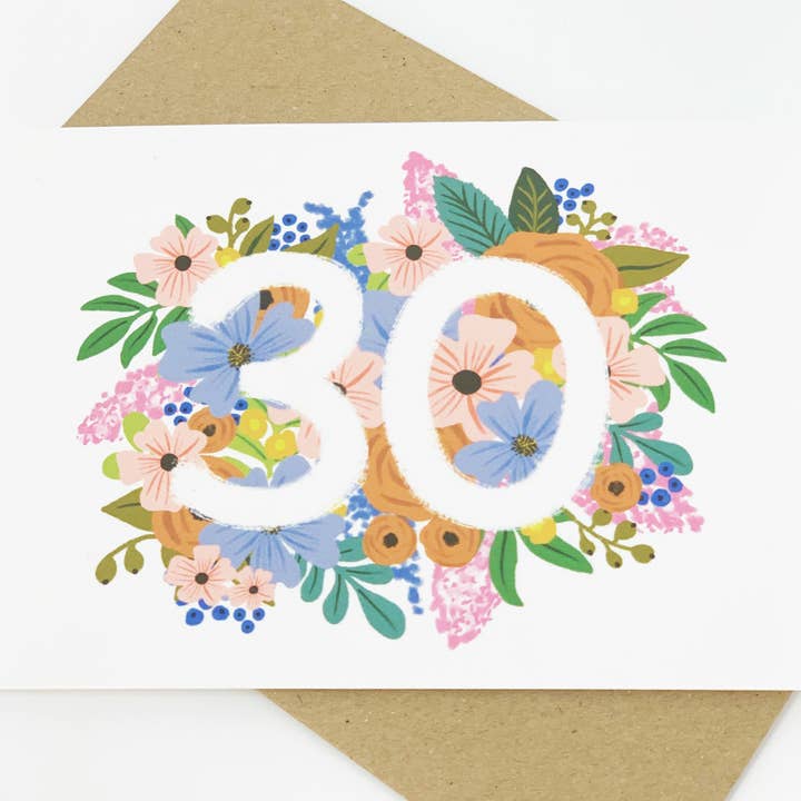 Lomond Paper Co - Wholesale Birthday Card - Colourful, Floral 30th Birthday Card4