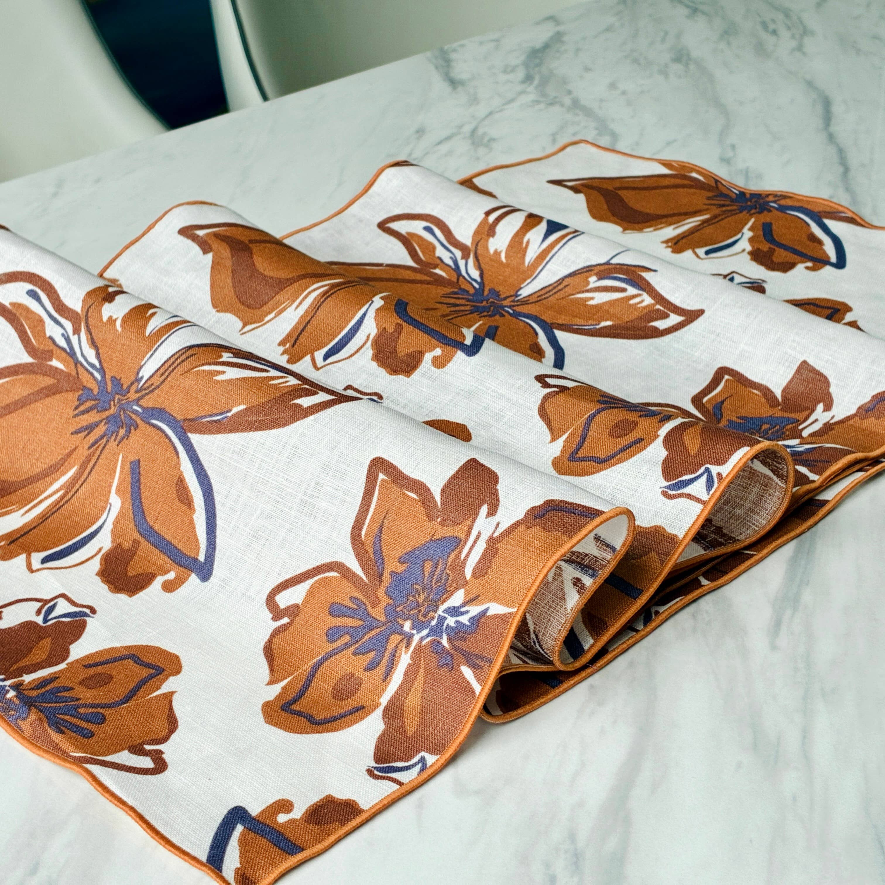 Belle Linen - Vente Chemins de table - Chemin de table en lin 100% premium avec feuilles d&#x27;automne vintage6