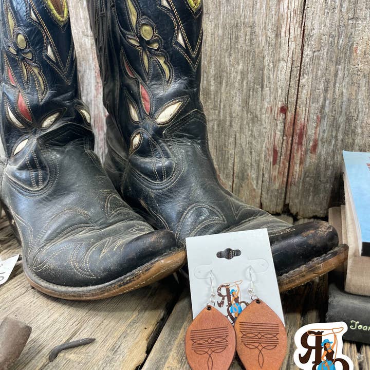 Ropes and Rhinestones - Wholesale Dangle Earrings - Wholesale Leather Boot Stitch Earrings1