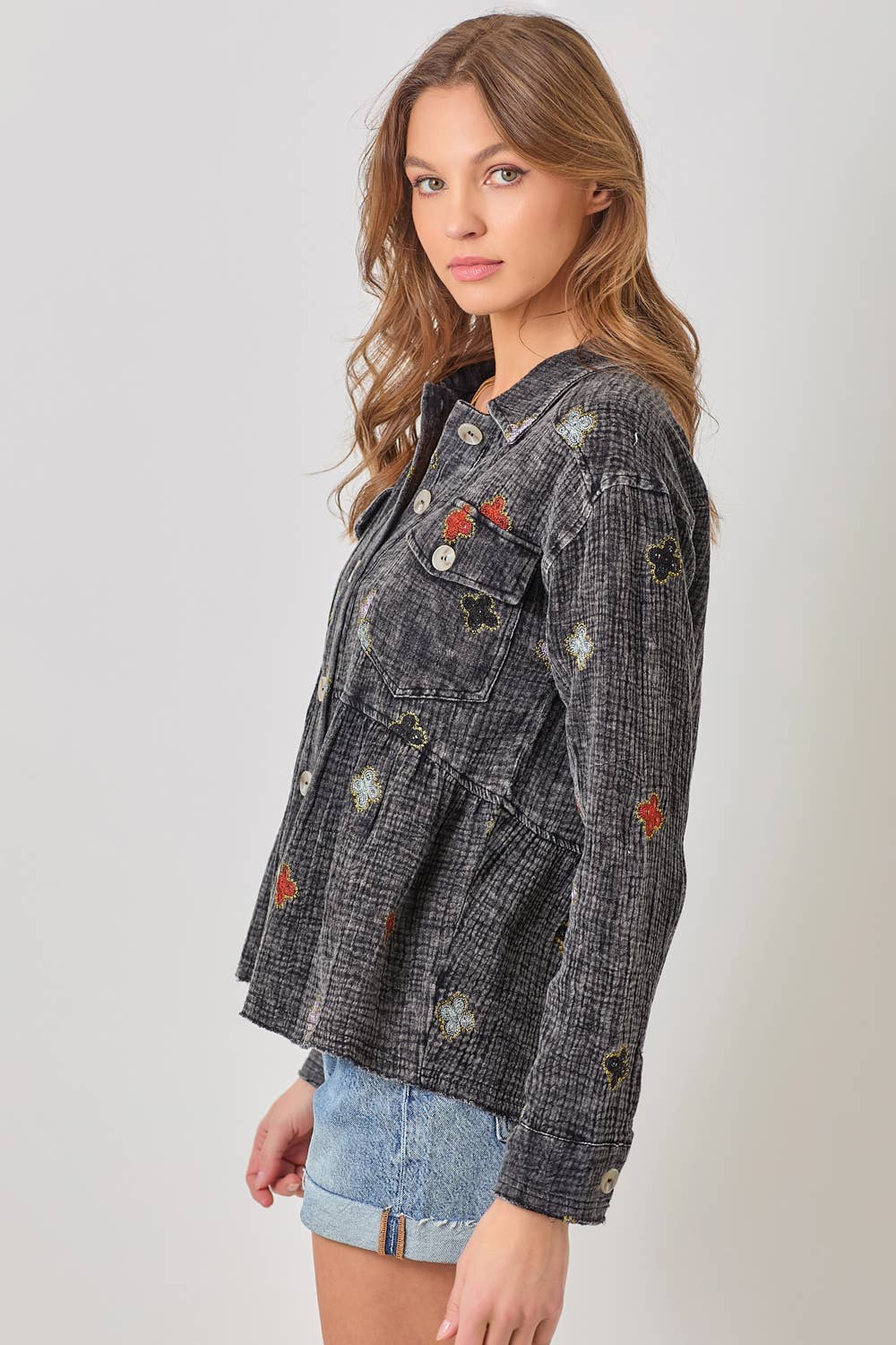 Mystree – Blusão - Mulher por atacado – 61004 Casaco Peplum Lavado8