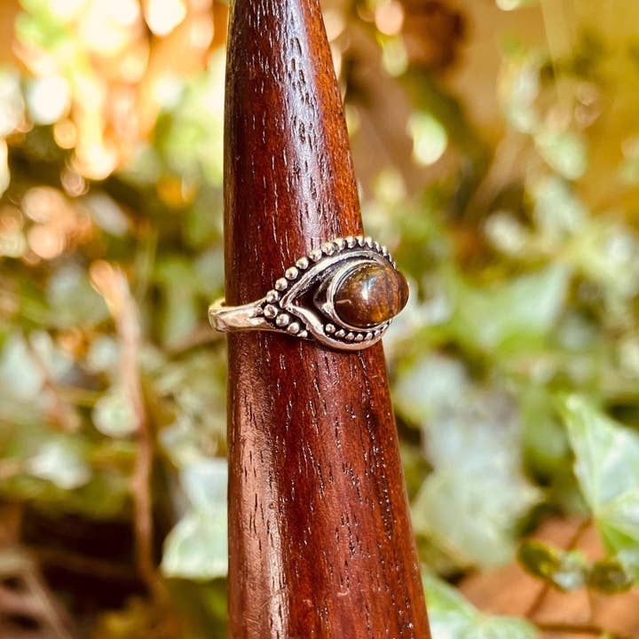 Kaali Boutique - Wholesale Multi-Stone Ring - Evil Eye Ring Tiger's Eye Silver / Protection / Boho / Bohemian / Psy / Rustic / Tribal / Gypsy / Festival / Healing / Festival